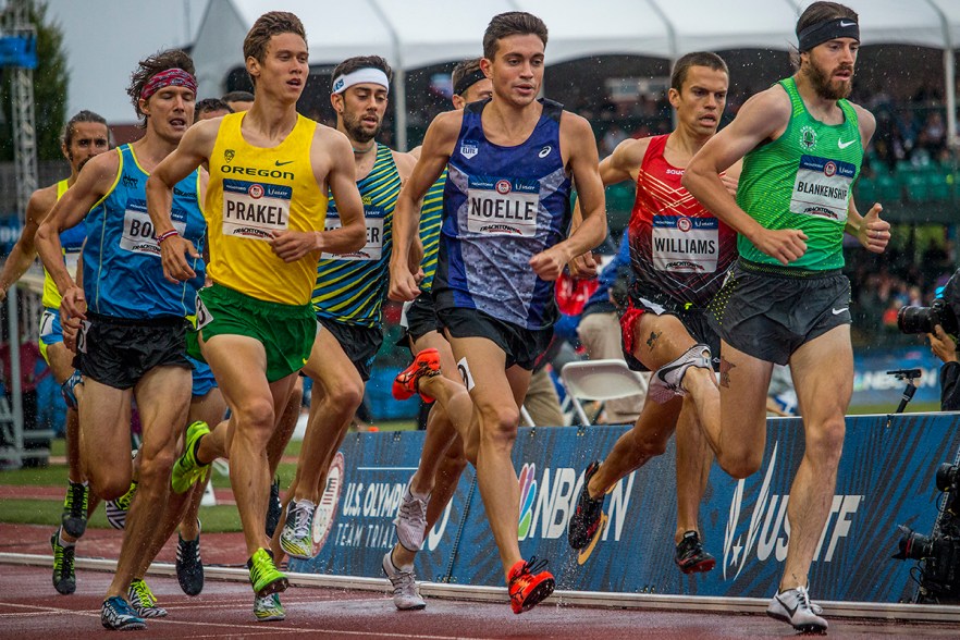Runners compete in the prelims of the men’s 1,500 meter run. Day Seven of the U.S. Olympic Trials Track and Field were held Thursday at Hayward Field in Eugene, Ore. and will continue through July 10. Photo by Katie Pietzold