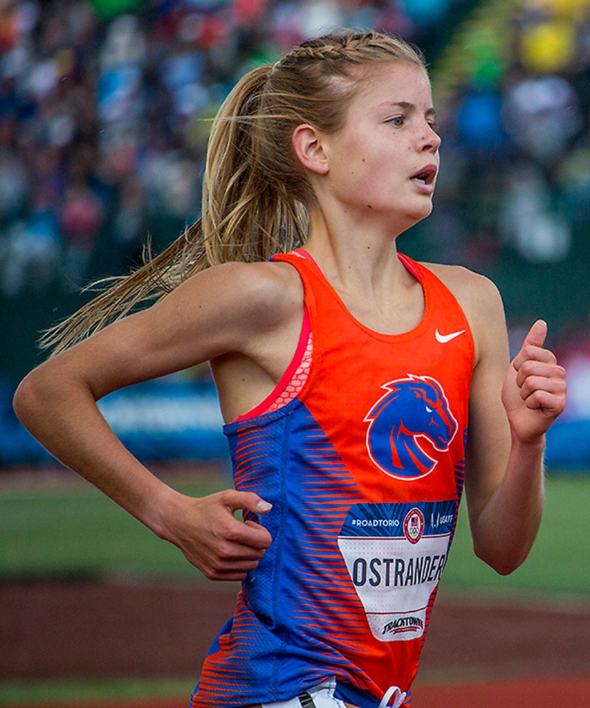 Boise State Bronco Allie Ostrander competes during the women’s 5,000 meter finals. Day Ten of the U.S. Olympic Trials Track and Field concluded on Sunday at Hayward Field in Eugene, Ore. Competition lasted July 1 - July 10. Photo by Katie Pietzold