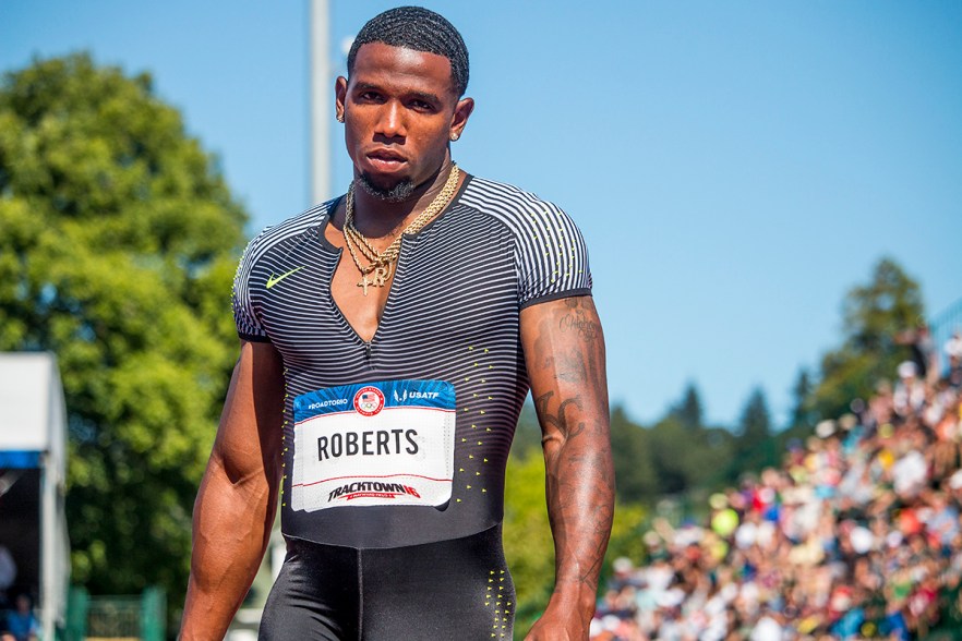 Nike’s Gil Roberts focuses as he waits to compete in the finals of the men’s 400 meter dash. Roberts will compete in Rio after placing second in 44.73. Day Three of the U.S. Olympic Trials Track and Field were held Sunday at Hayward Field in Eugene, Ore. and will continue through July 10. Photo by Katie Pietzold